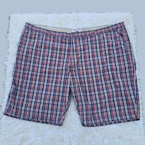 Big & Tall Plaid Shorts Joseph Abboud Size 50 Casual Men's Clothing Tan Red Blue